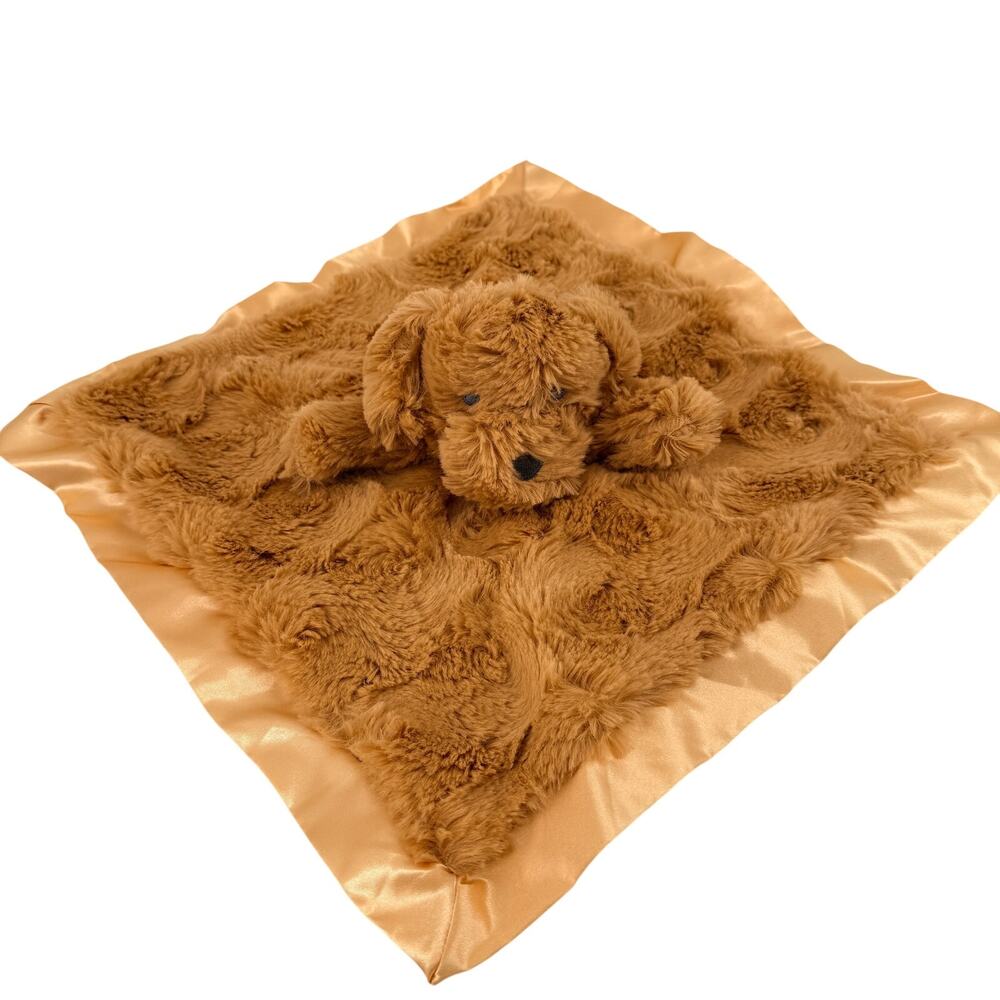 Cloud Island Doodle Dog Fuzzy Satiny Lovey Security Blanket 13" Square